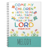 Carnet Psaume 34:11 joli verset biblique pour les enfants (Devant)