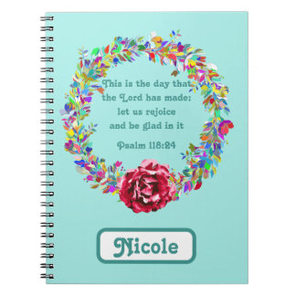 Carnet Psaume de pliage 118:24 Fleur Wreath Nom coloré