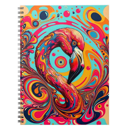 Carnet Psychedelic Flamingo Flow – Retro Color Art (Devant)