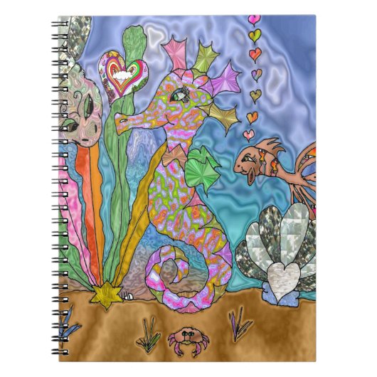 Carnet Psychedelic Seahorse Sea Turtle Art (Devant)