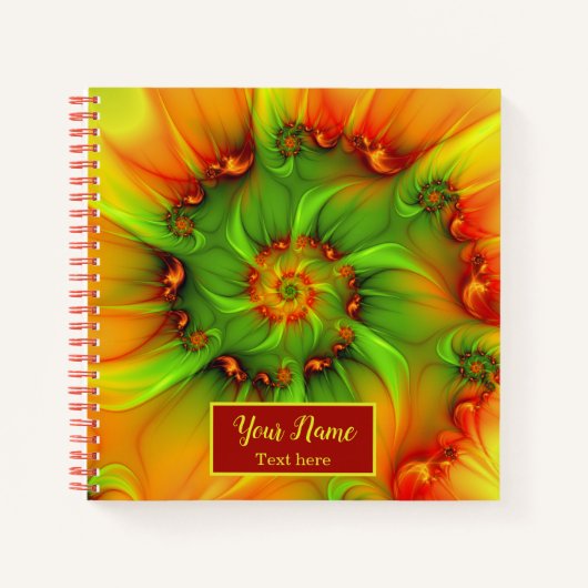 Carnet Psychédélique colorée moderne Abstrait Nom fractal (Devant)