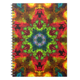 Carnet Psychédélique Hippie Fleur verte rouge et orange