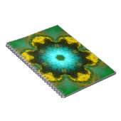 Carnet Psychédélique Mandala Flower Turquoise jaune et ve (Côté Droit)