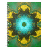 Carnet Psychédélique Mandala Flower Turquoise jaune et ve (Devant)
