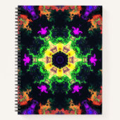 Carnet Psychédélique Mandala Flower vert violet et jaune (Devant)