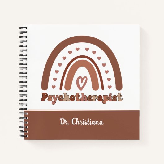 Carnet Psychothérapeute personnalisée Boho Rainbow (Devant)