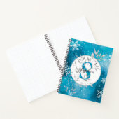 Carnet Puce de Noël en argent bleu étincelant Monogramme (Intérieur)