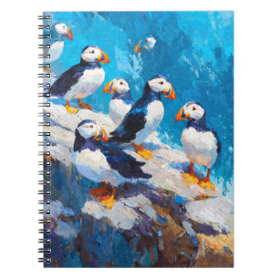 Carnet Puffins Colorés Bord de mer Peinture de falaise Ar