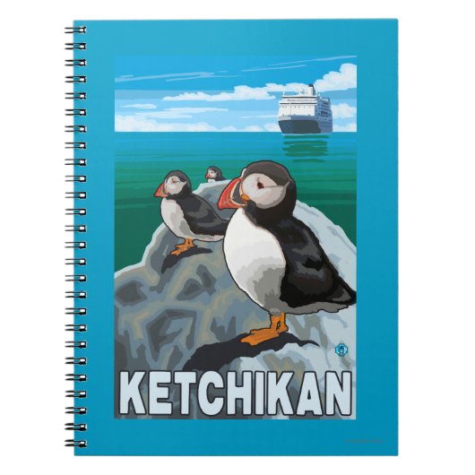 Carnet Puffins & Cruise Ship - Ketchikan, Alaska (Devant)