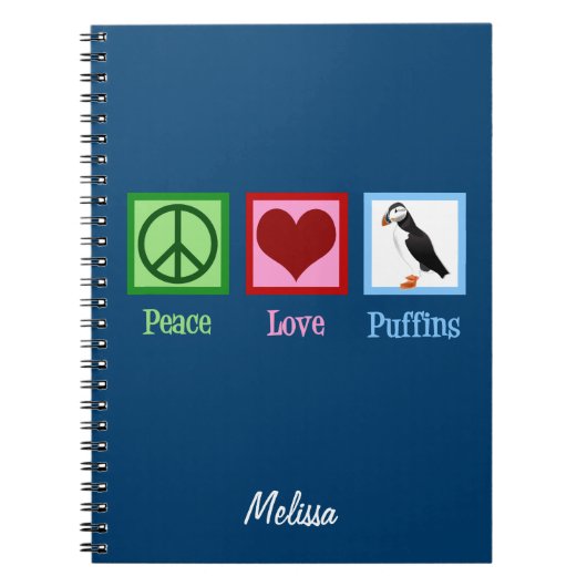 Carnet Puffins Peace Love (Devant)