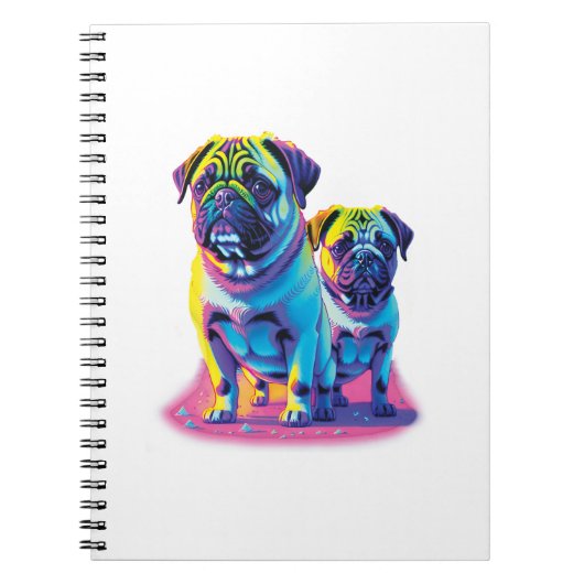 Carnet Pugs Pop en Rose (Devant)