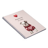 Carnet Pullover rouge coeurs blancs Le bonheur est un chi (Côté Droit)