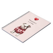 Carnet Pullover rouge coeurs blancs Le bonheur est un chi (Côté gauche)