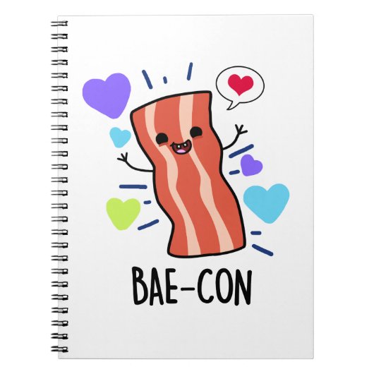 Carnet Pun de bacon drôle Bae-con  (Devant)