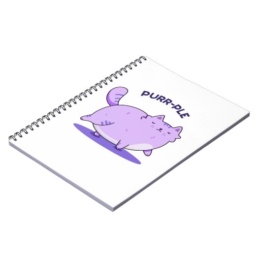Carnet Pun de chaton gros mignon violet  (Côté gauche)