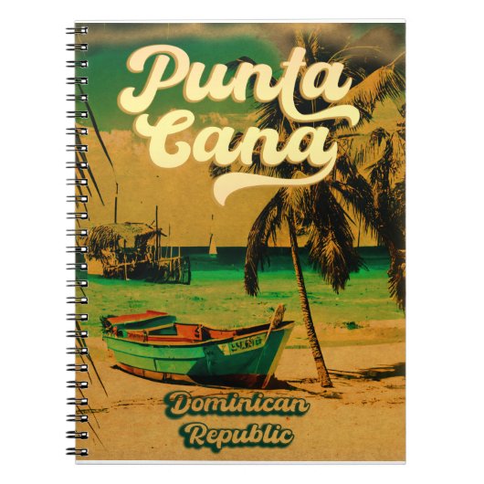 Carnet Punta Cana Dominican Palm Tree Beach Vintage (Devant)