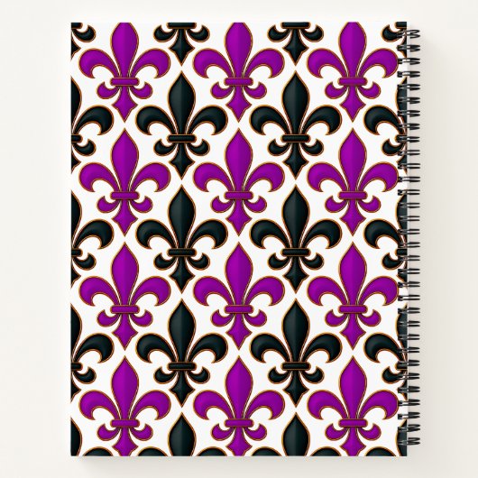 Carnet Purple Black Baroque Fleur-de-lis Pattern Design  (Dos)