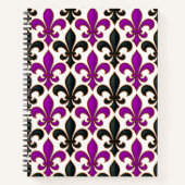 Carnet Purple Black Baroque Fleur-de-lis Pattern Design  (Devant)