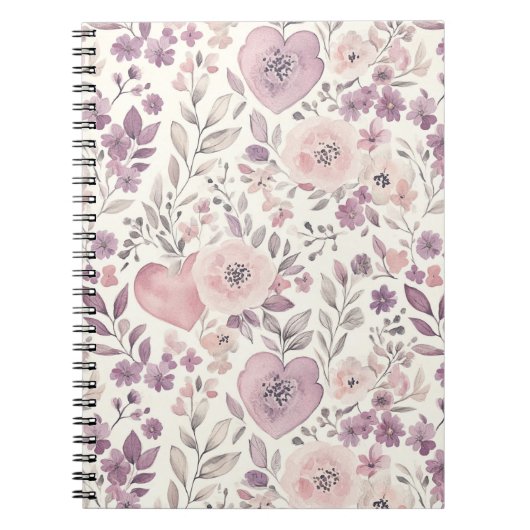 Carnet Purple Blush Pink Flowers (Devant)