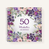 Carnet Purple Blush rose floral Custom 50e anniversaire (Devant)