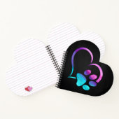 Carnet Purple Cyan Dog paw Print Heart  (Intérieur)
