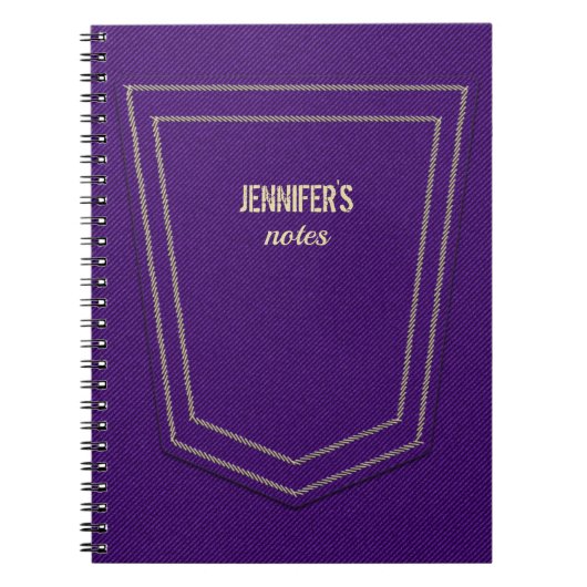 Carnet Purple Denim Jeans Texture Monogramme Personnalisé (Devant)
