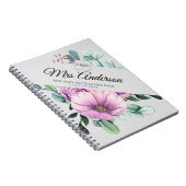 Carnet Purple Floral ENSEIGNANT Cadeau - Ajouter le nom d (Côté Droit)