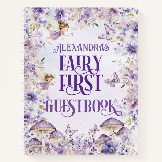 Carnet Purple Floral Fairy First Guestbook Deluxe  (Devant)