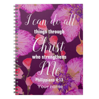 Carnet Purple Floral Philippians 4:13 Bible