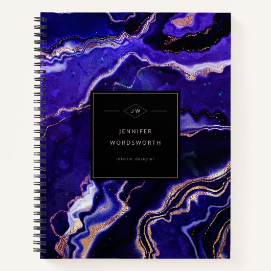 Carnet Purple Geode Moderne Professionnel Agate Noir (Devant)