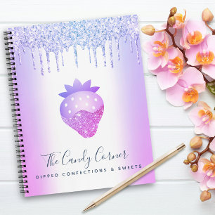 Carnet Purple Glitter Drips Strawberry Confection Sweets