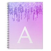 Carnet Purple Glitter Sparkle Monogram Notebook (Devant)
