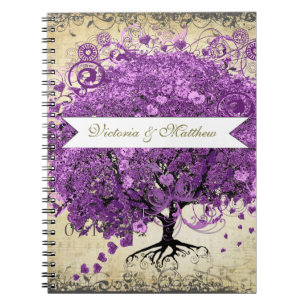 Carnet Purple Heart Leaf Tree Wedding Planner