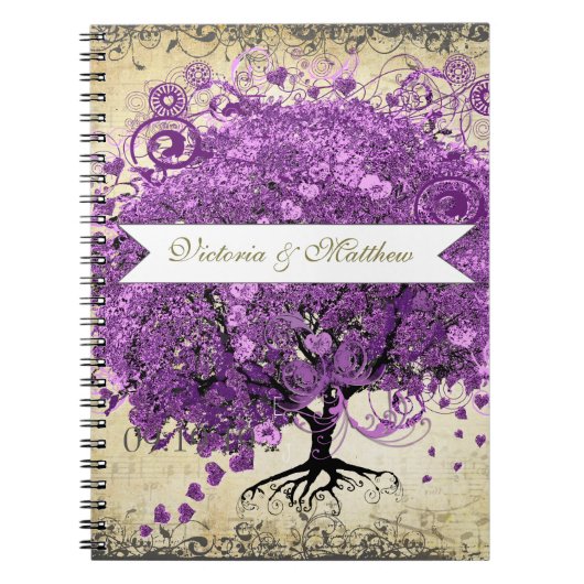 Carnet Purple Heart Leaf Tree Wedding Planner (Devant)