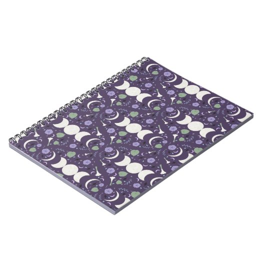 Carnet Purple Moon Phase Floral Pattern Spiral Notebook (Côté gauche)