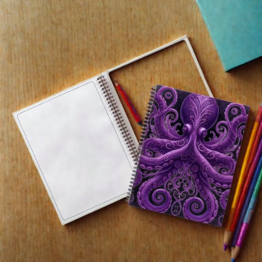 Carnet Purple Octopus Victorian Steampunk Kraken 