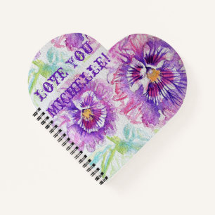 Carnet Purple Pansies Aimez-vous fleuri Nom Love Notebook
