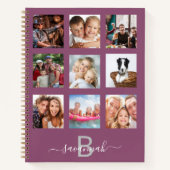 Carnet Purple photo collage monogram modern diary (Devant)