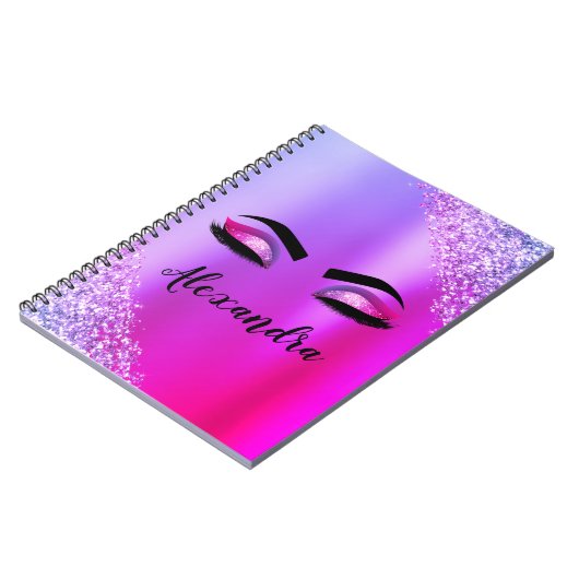 Carnet Purple Pink Monogram Glitter Eyelashes (Côté gauche)