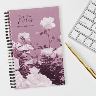 Carnet Purple Roses Floral Garden Custom Spiral Notebook