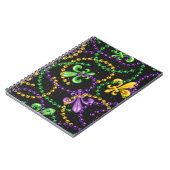 CARNET PURPLE VERT JAUNE MARDI GRAS BEADS & FLEUR (Côté gauche)