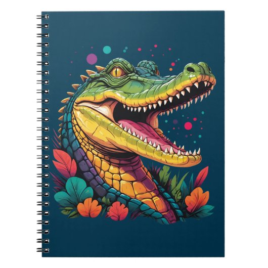 Carnet Puzzle de portrait crocodile coloré (Devant)