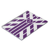 Carnet Quadrangle violet rayures sur gris avec Monogramme (Côté gauche)