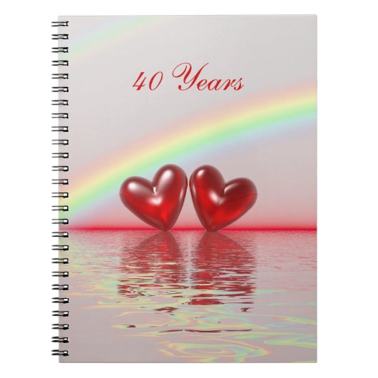 Carnet quarantième Coeurs de rubis d'anniversaire (Devant)