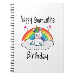 Carnet Quarantine Anniversaire Unicorn arc-en-ciel