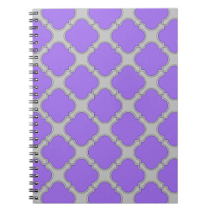 Carnet Quatrefoil purple and gray