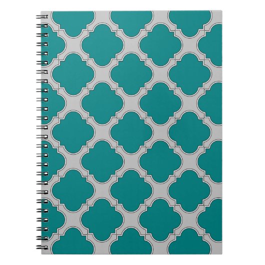 Carnet Quatrefoil turquoise et gris (Devant)