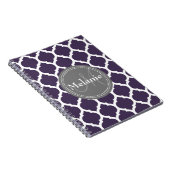 Carnet Quatrefoil violet et gris monogramme (Côté Droit)