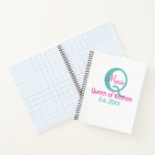 Carnet Queen of cuisine monogramme vert rose simple minim (Intérieur)