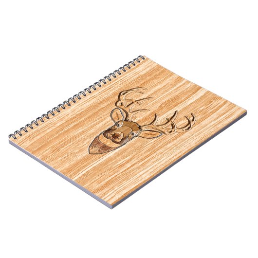 Carnet Queue blanche Buck Tête de cerf Bois Grain (Côté gauche)